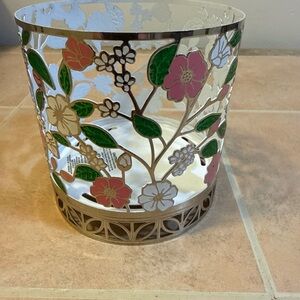Bath & Body Works Floral Candle Holder with Pink and Green Accents